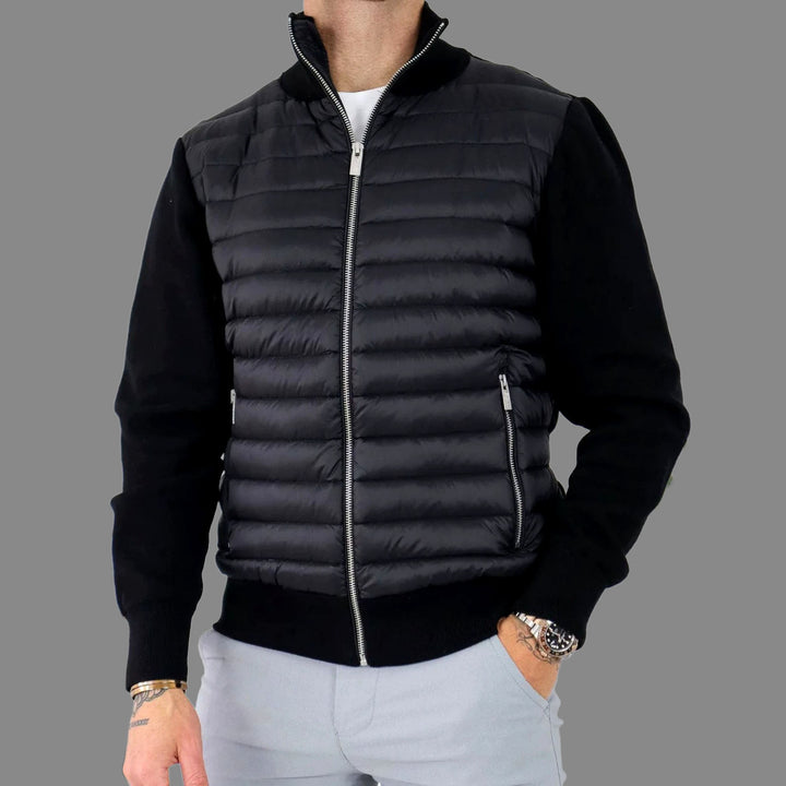 Raven - Men's Quilted Front Full-Zip Jacket with Knit Sleeves
