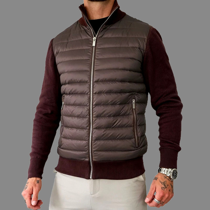 Raven - Men's Quilted Front Full-Zip Jacket with Knit Sleeves