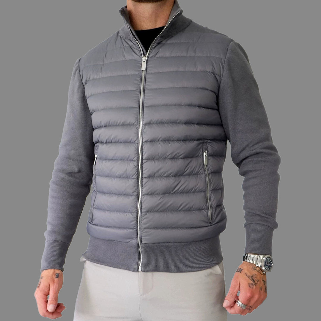 Raven - Men's Quilted Front Full-Zip Jacket with Knit Sleeves