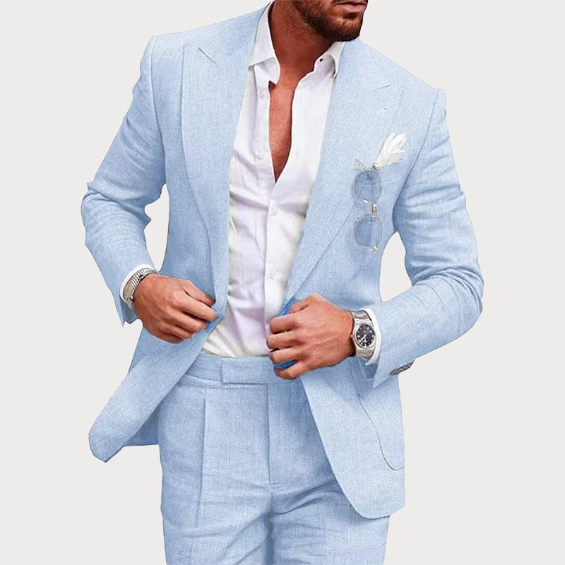 Reid - Men’s Linen Wedding Two-Piece Suit Set