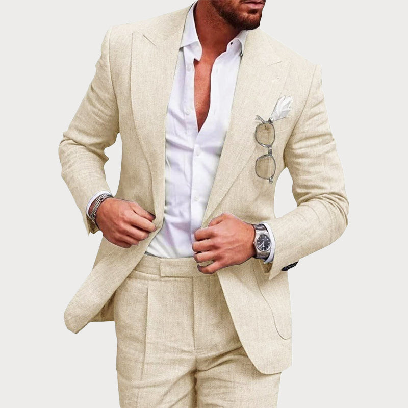 Reid - Men’s Linen Wedding Two-Piece Suit Set