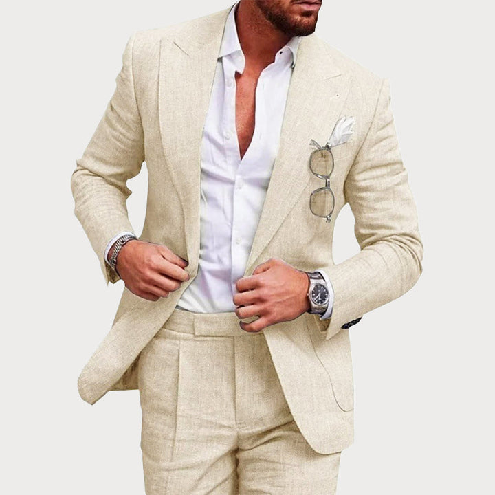 Reid - Men’s Linen Wedding Two-Piece Suit Set