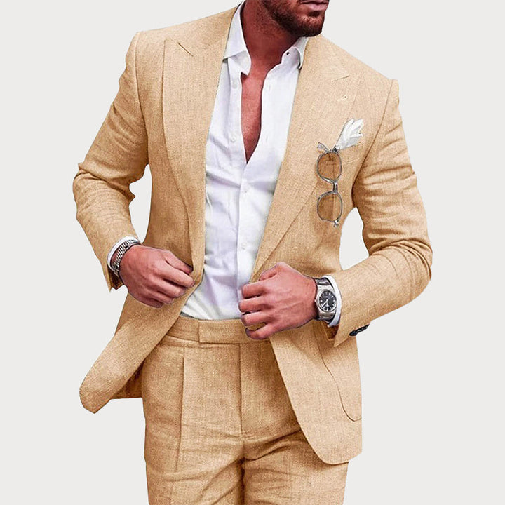 Reid - Men’s Linen Wedding Two-Piece Suit Set