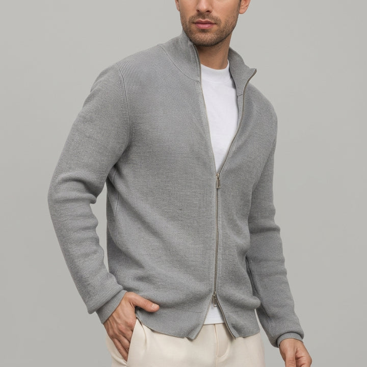 Renz - Men's Ribbed Full-Zip Knit Cardigan 2