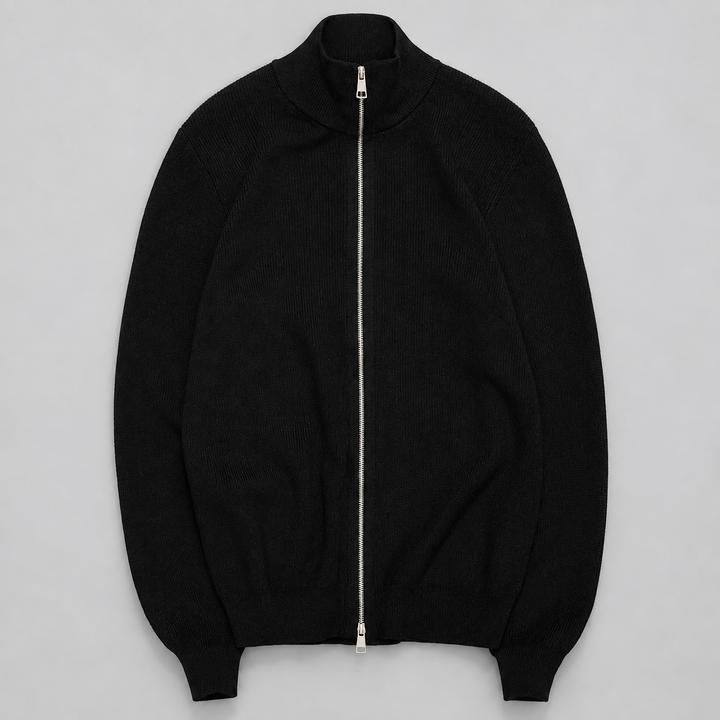 Renz - Men's Ribbed Full-Zip Knit Cardigan 3