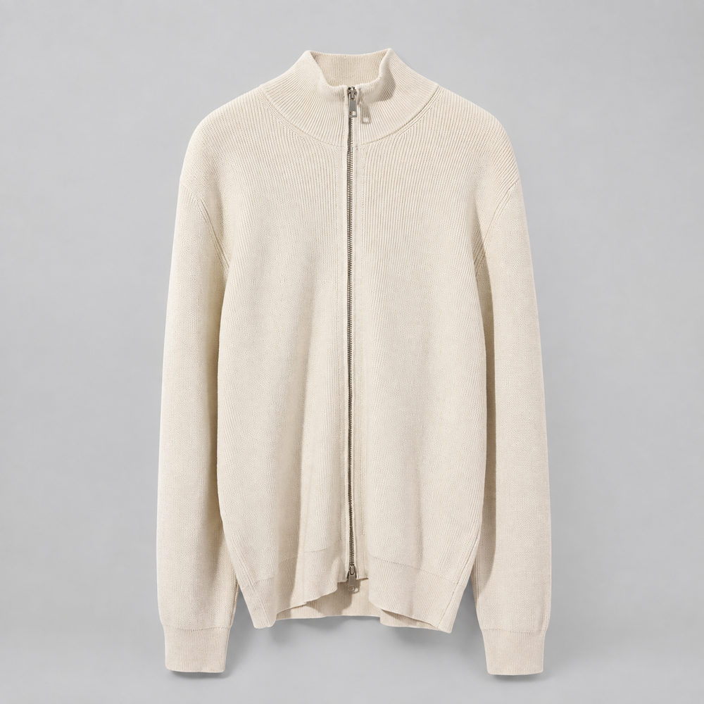 Renz - Men's Ribbed Full-Zip Knit Cardigan 4