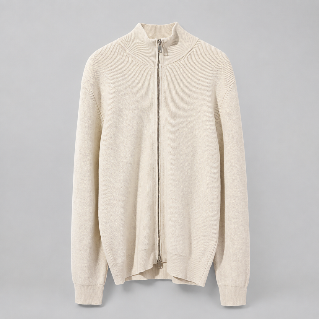 Renz - Men's Ribbed Full-Zip Knit Cardigan 4