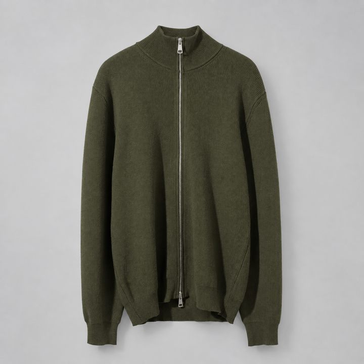 Renz - Men's Ribbed Full-Zip Knit Cardigan 5