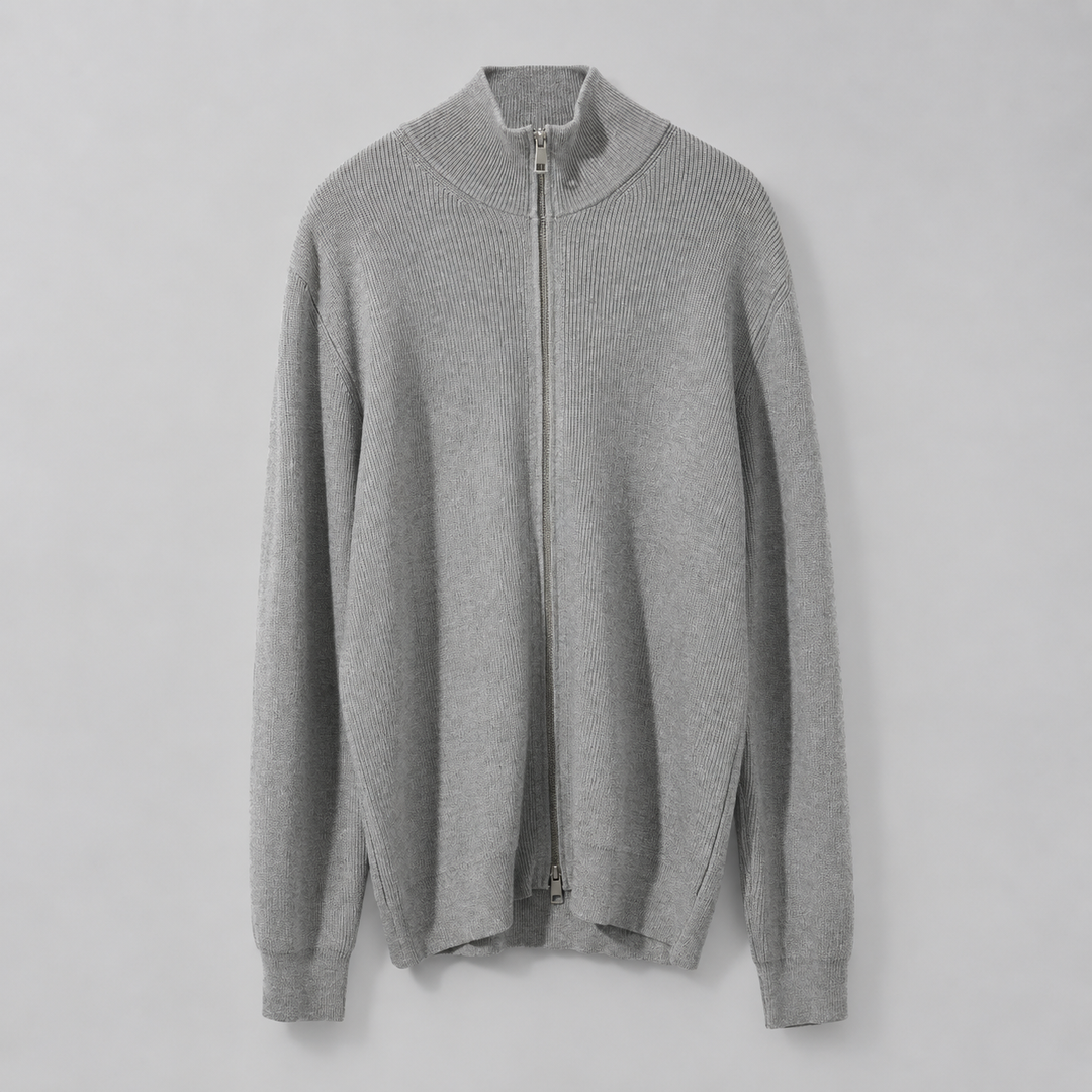 Renz - Men's Ribbed Full-Zip Knit Cardigan 6