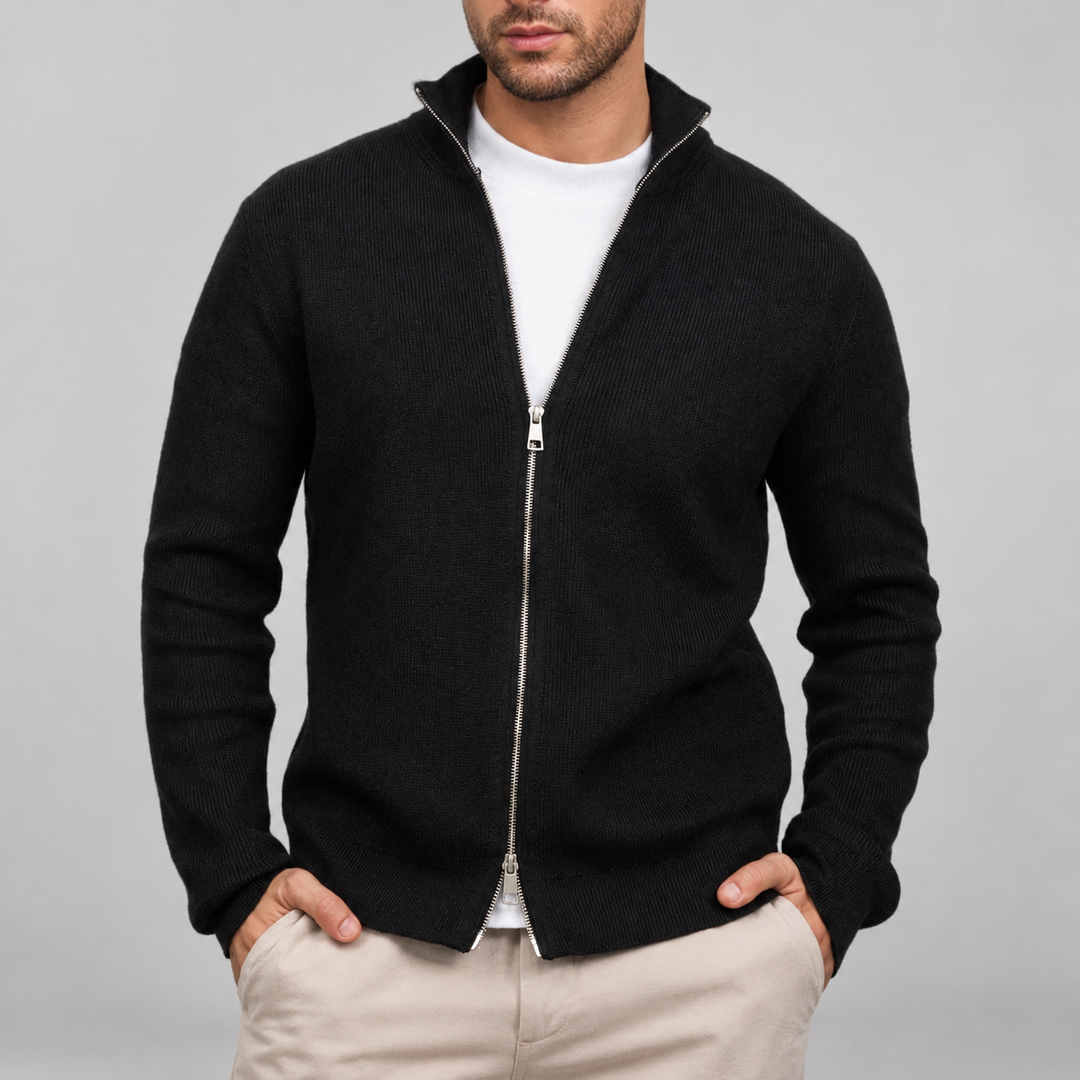Renz - Men's Ribbed Full-Zip Knit Cardigan 7
