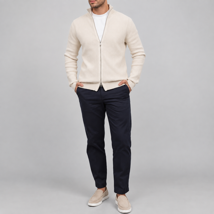 Renz - Men's Ribbed Full-Zip Knit Cardigan 8