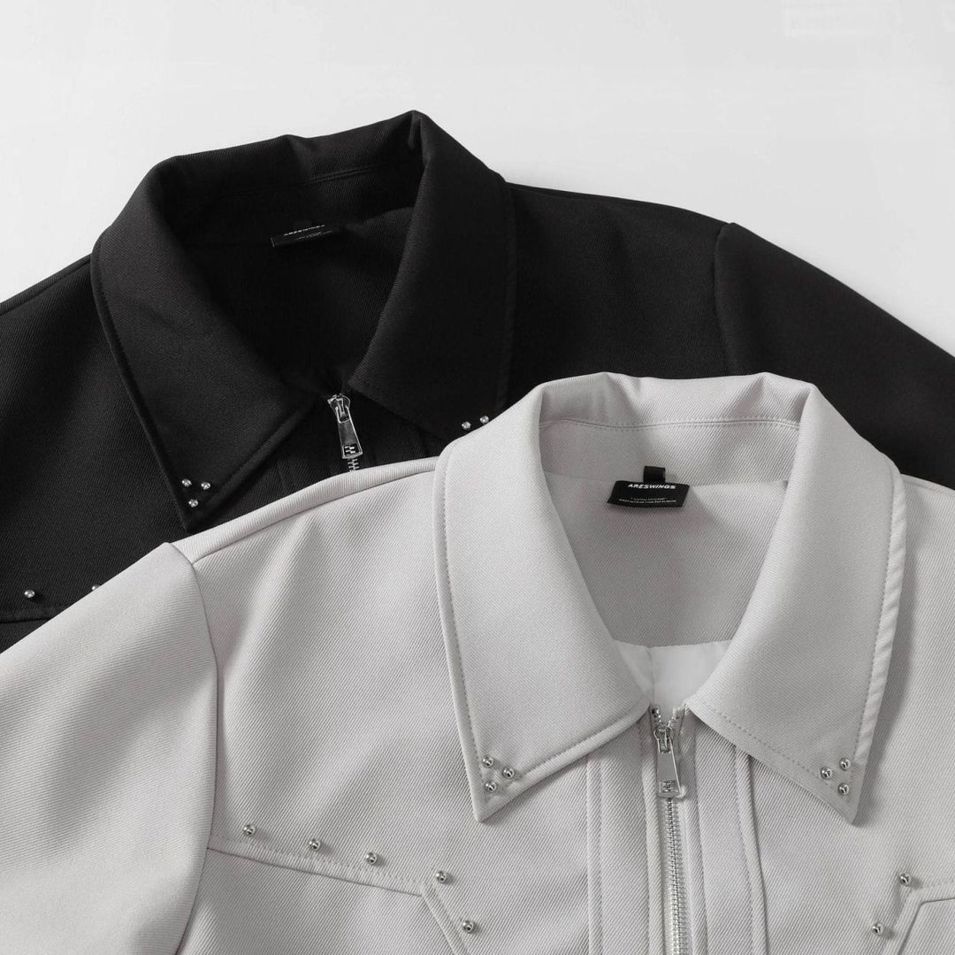 Ricky - Men’s Structured Collar Jacket with Stud Details