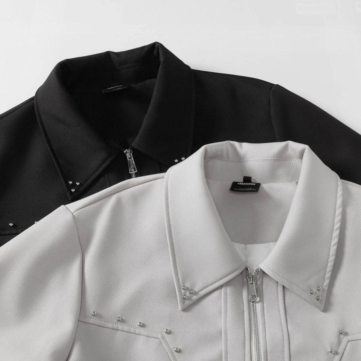 Ricky - Men’s Structured Collar Jacket with Stud Details