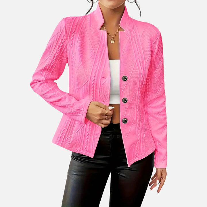 Rose - Women's Geometric Pattern Split-Neck Blazer