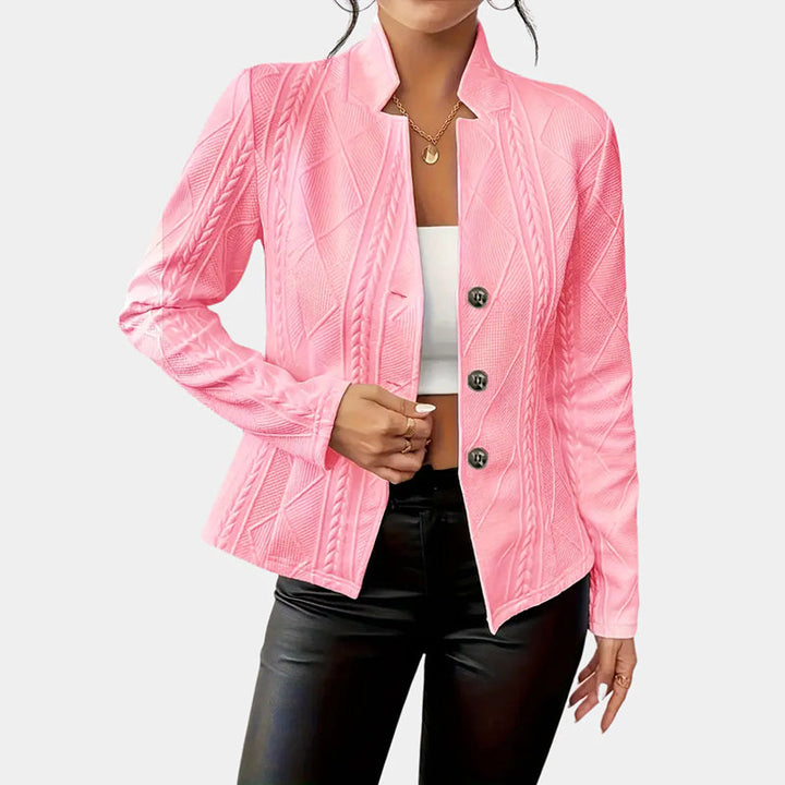 Rose - Women's Geometric Pattern Split-Neck Blazer