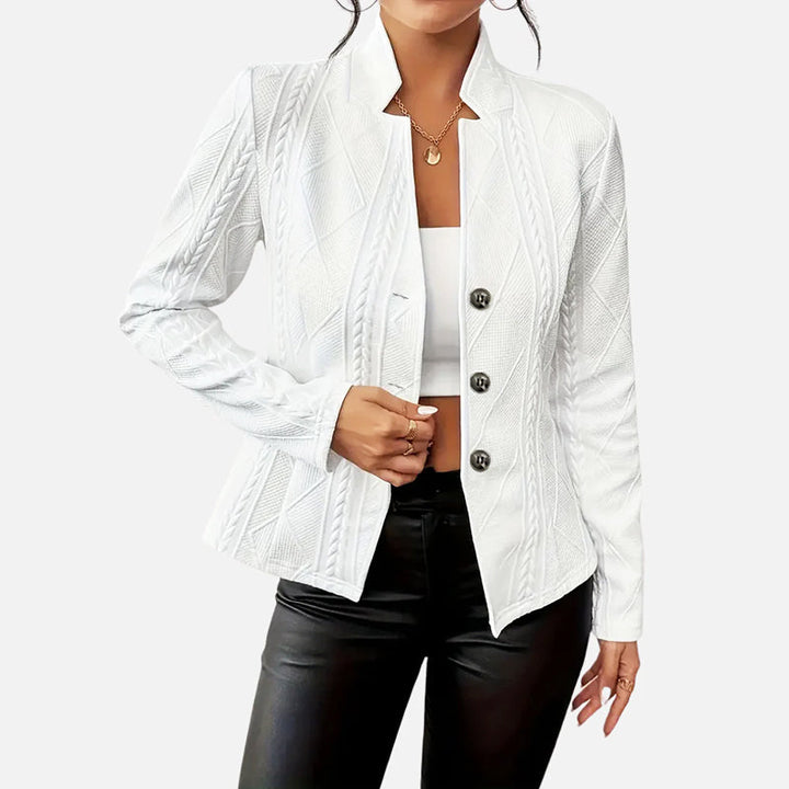 Rose - Women's Geometric Pattern Split-Neck Blazer