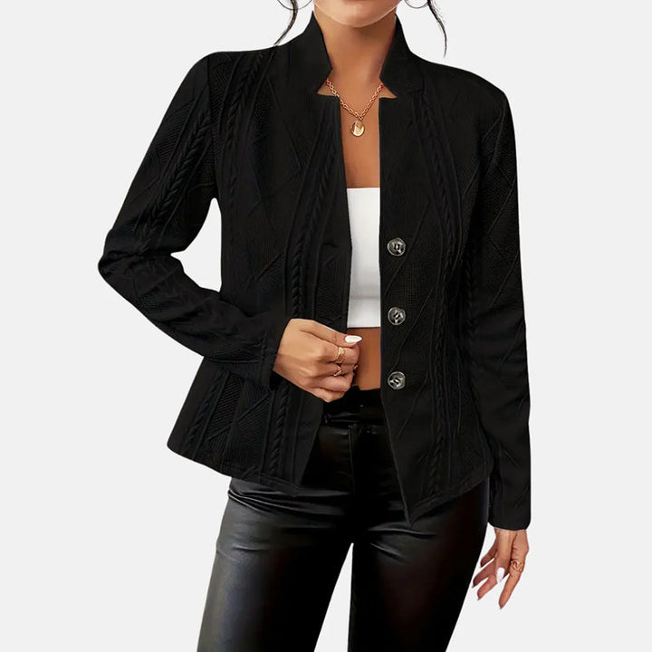 Rose - Women's Geometric Pattern Split-Neck Blazer