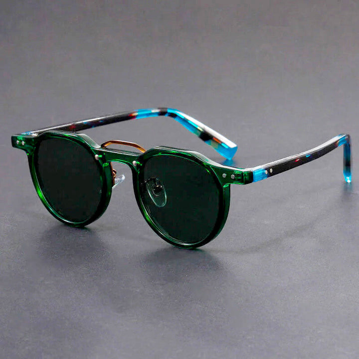 Round Vintage Sunglasses with Trim Detail