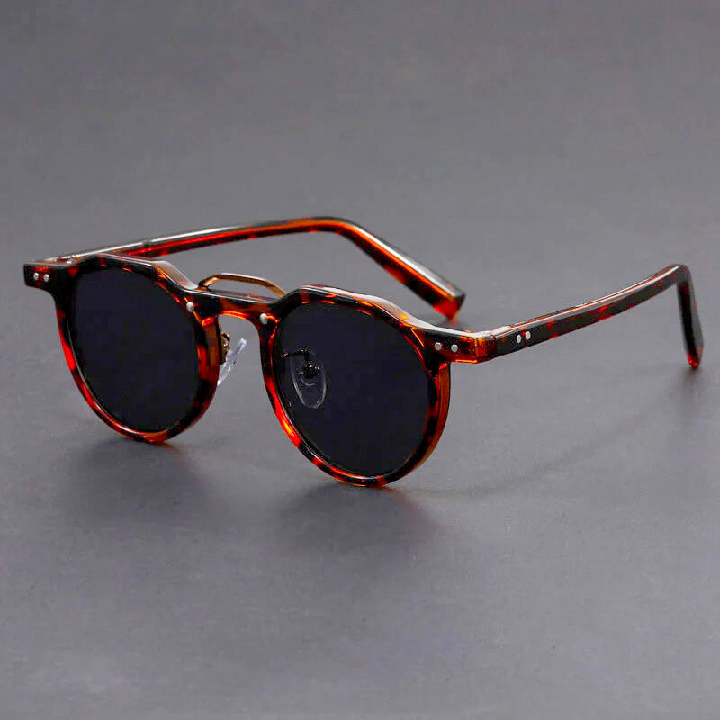 Round Vintage Sunglasses with Trim Detail