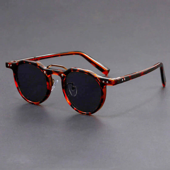 Round Vintage Sunglasses with Trim Detail