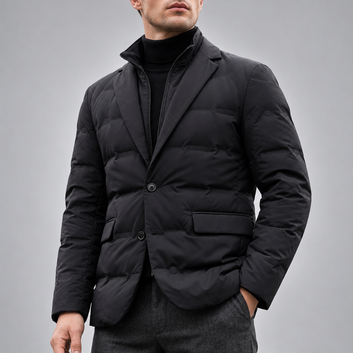 Ruben - Men's Quilted Duck Down Puffer Blazer with Notch Lapels