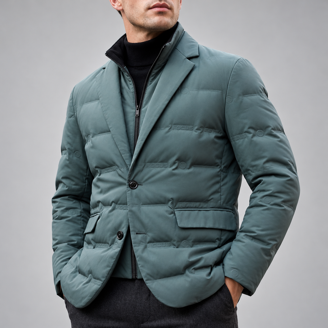 Ruben - Men's Quilted Duck Down Puffer Blazer with Notch Lapels
