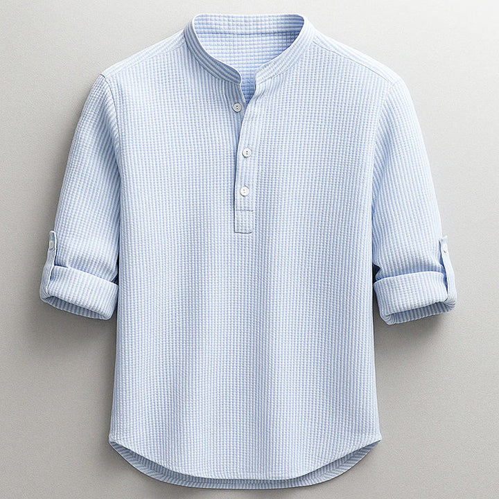 Ryan - Men's Textured Long Sleeve Henley Shirt