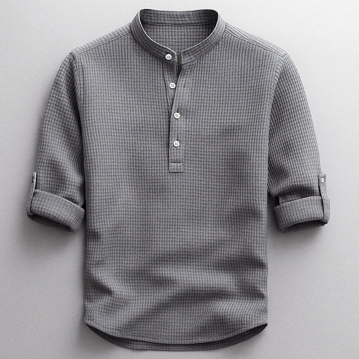 Ryan - Men's Textured Long Sleeve Henley Shirt