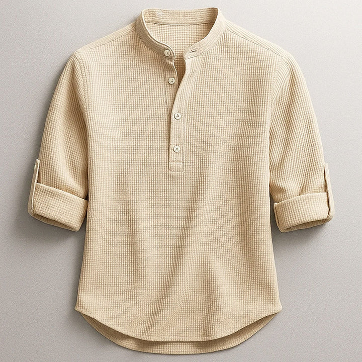 Ryan - Men's Textured Long Sleeve Henley Shirt