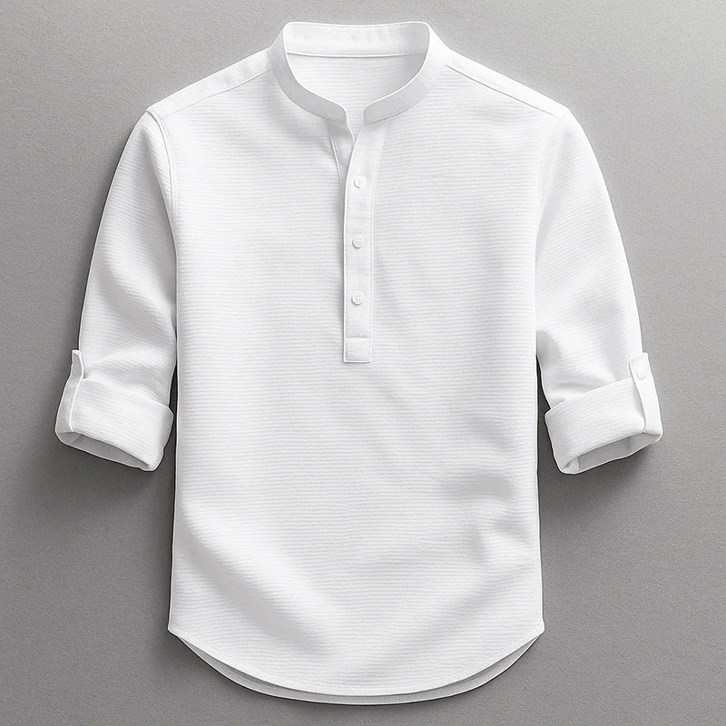 Ryan - Men's Textured Long Sleeve Henley Shirt