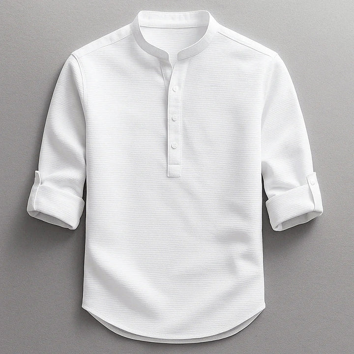 Ryan - Men's Textured Long Sleeve Henley Shirt