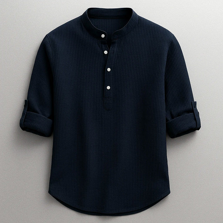 Ryan - Men's Textured Long Sleeve Henley Shirt