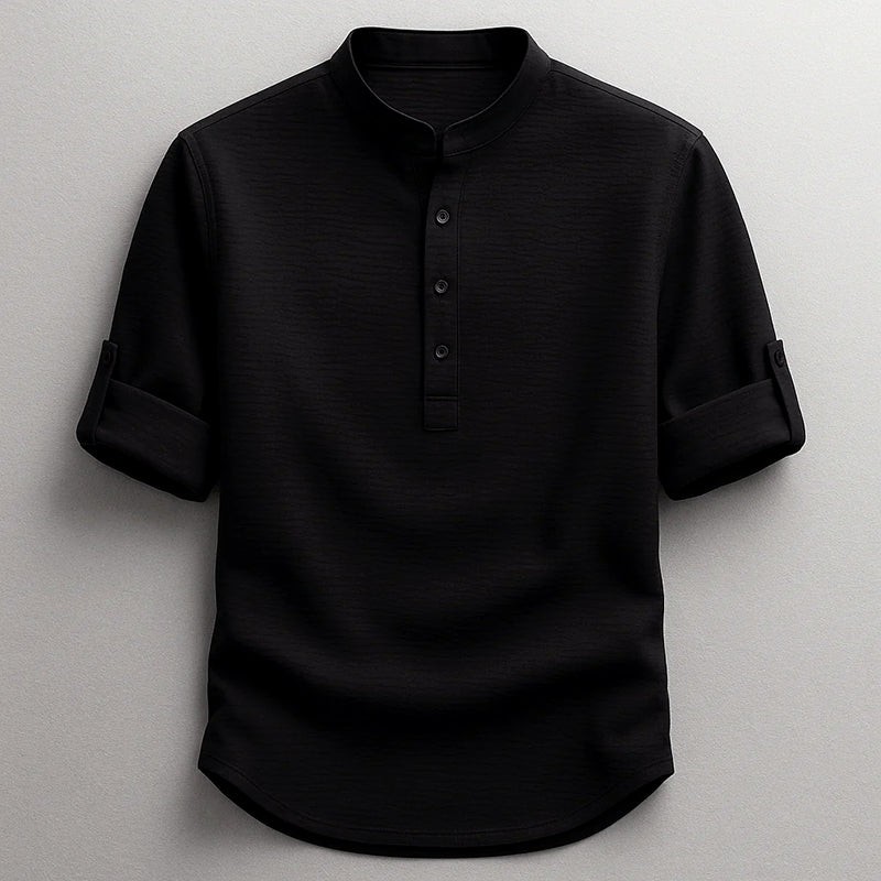 Ryan - Men's Textured Long Sleeve Henley Shirt