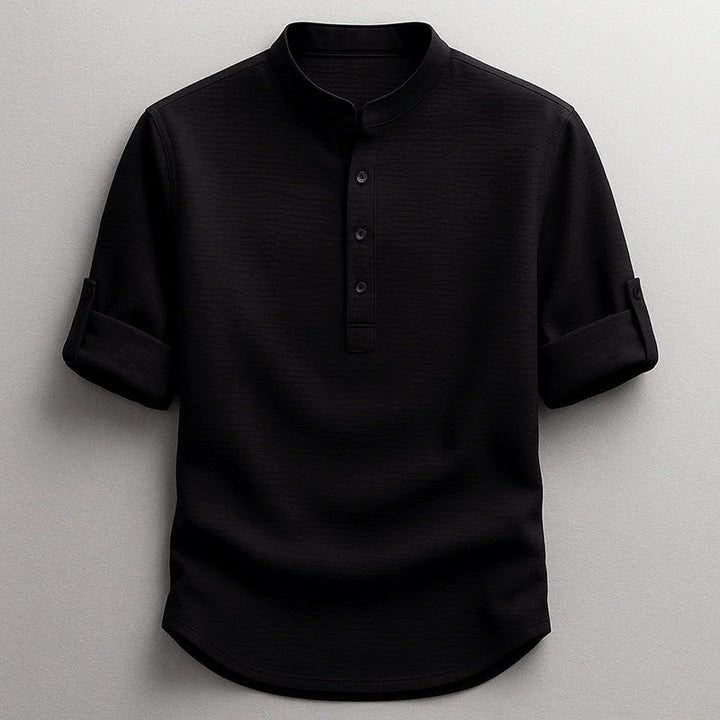 Ryan - Men's Textured Long Sleeve Henley Shirt