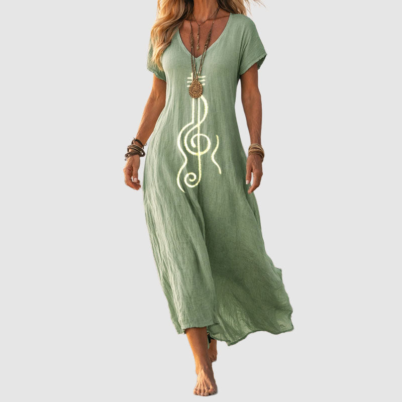 Sabrina - Women's Boho Print V-Neck Short Sleeve Dress