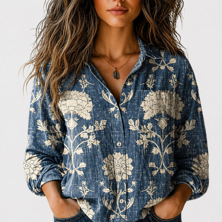 Savannah - Women's Boho Print Button-Front Shirt