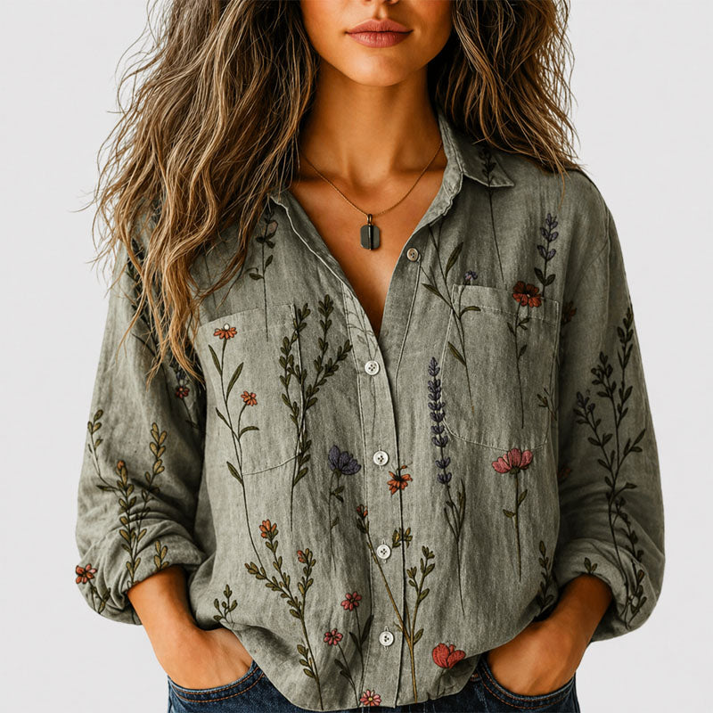 Savannah - Women's Boho Print Button-Front Shirt