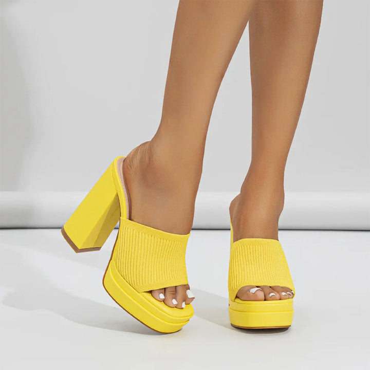 Savannah - Women's Knit Strap Platform Heels