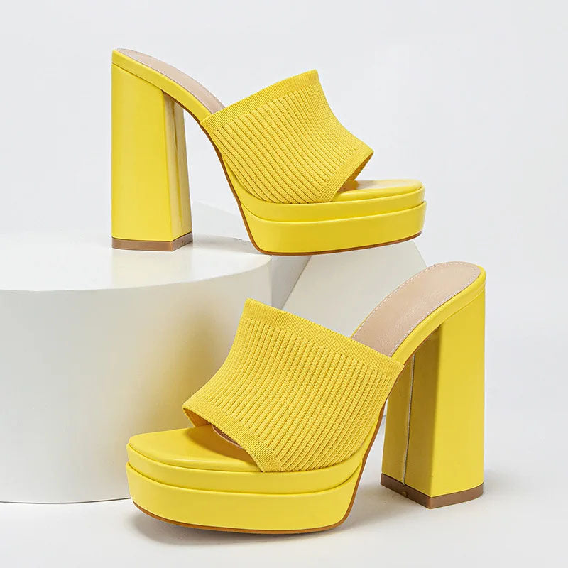 Savannah - Women's Knit Strap Platform Heels