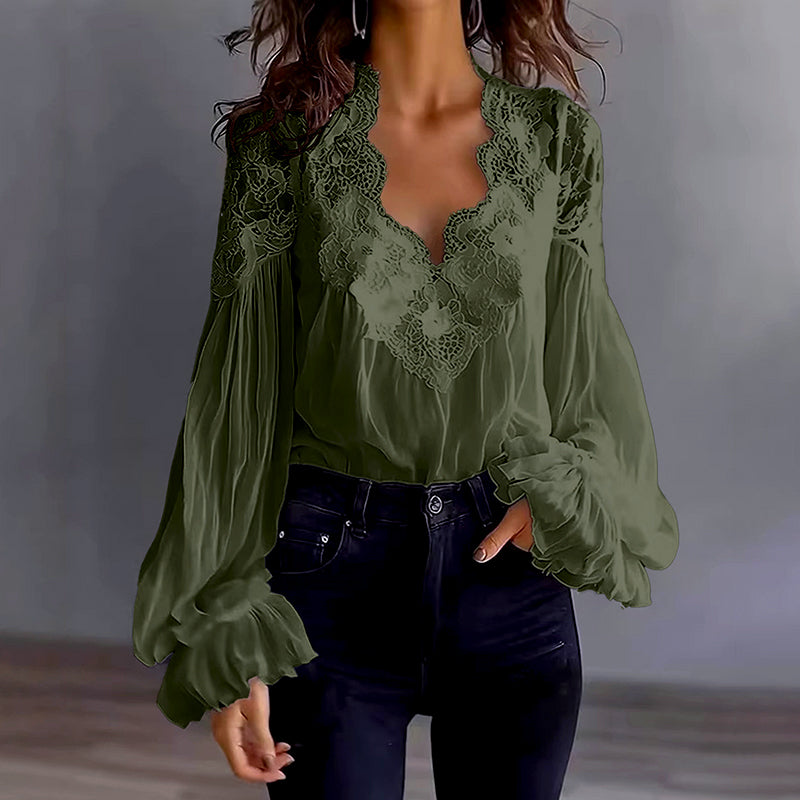 Scarlett - Women’s Floral Lace Boho Blouse