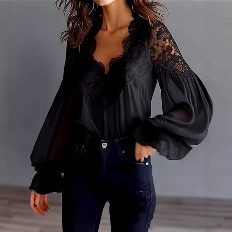 Scarlett - Women’s Floral Lace Boho Blouse