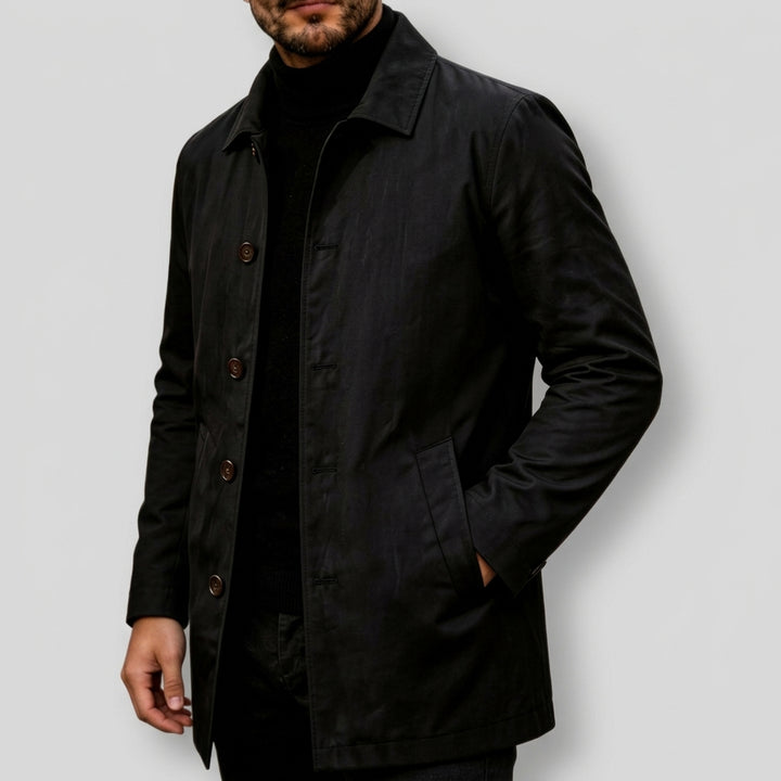 Sean - Men's Single-Breasted Button-Front Coat