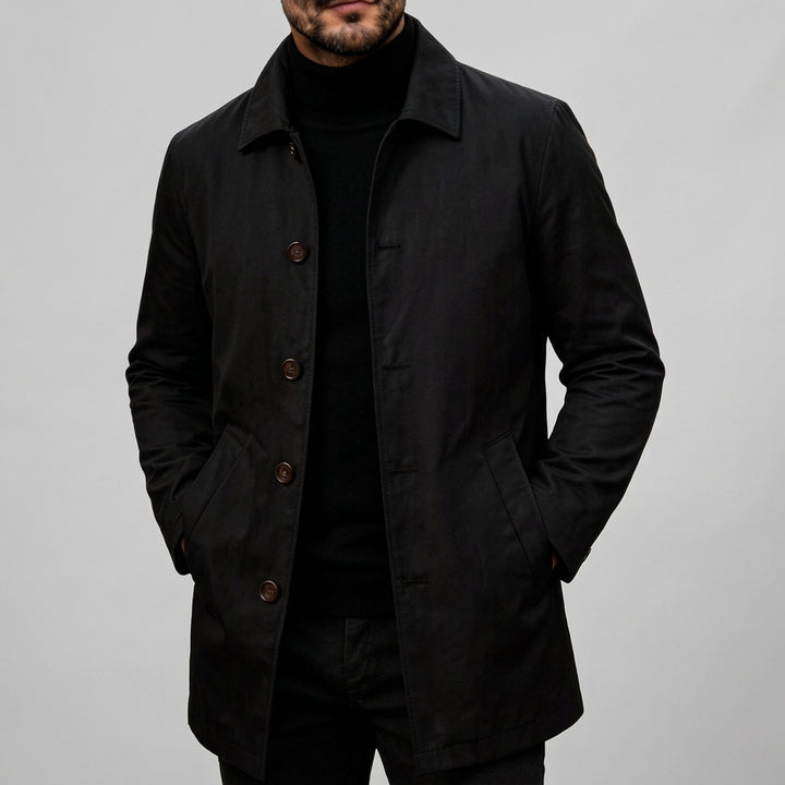 Sean - Men's Single-Breasted Button-Front Coat