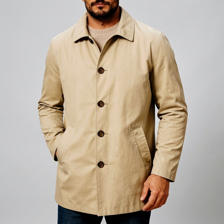 Sean - Men's Single-Breasted Button-Front Coat