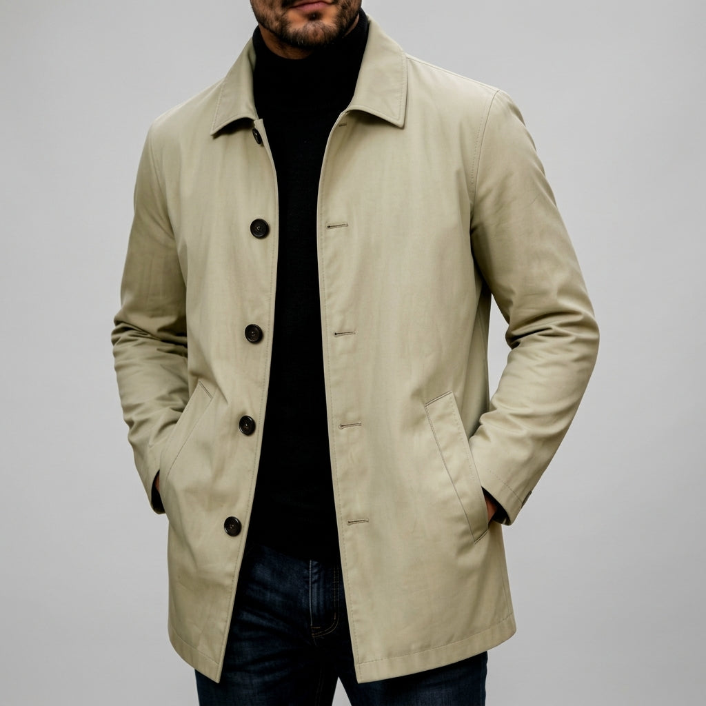Sean - Men's Single-Breasted Button-Front Coat