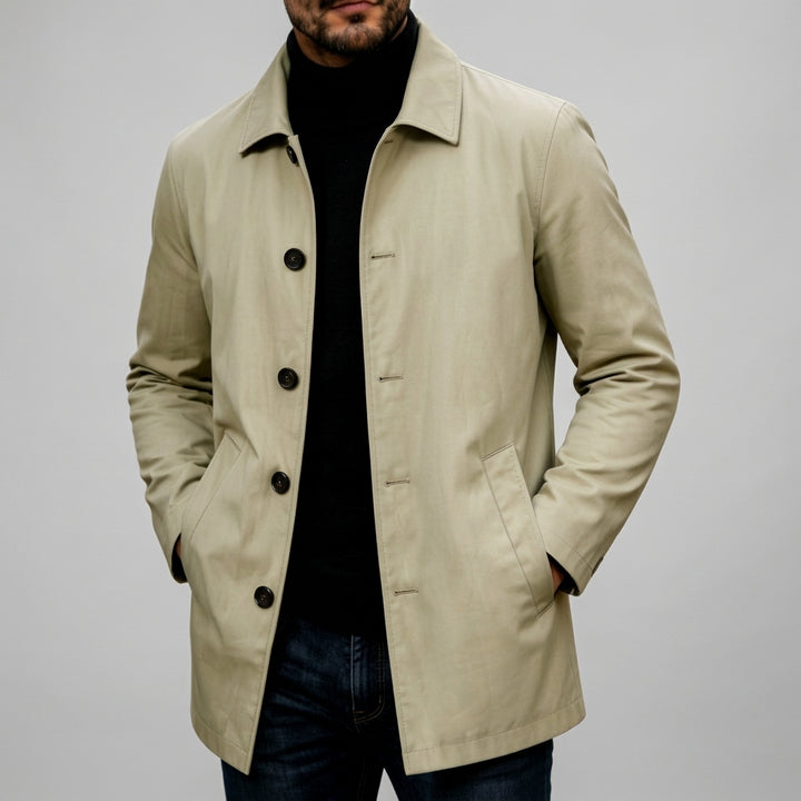 Sean - Men's Single-Breasted Button-Front Coat