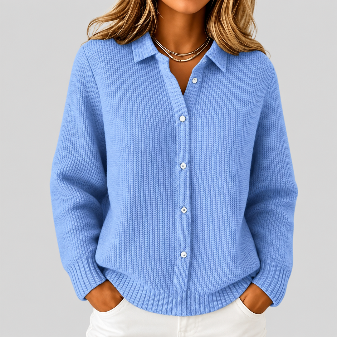 Shantal - Women's Relaxed Knit Button-Up Cardigan