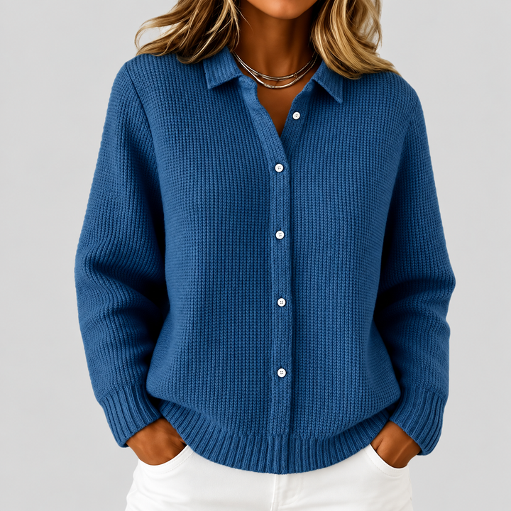 Shantal - Women's Relaxed Knit Button-Up Cardigan