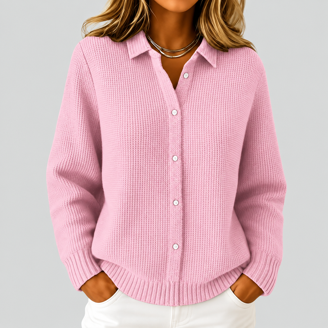Shantal - Women's Relaxed Knit Button-Up Cardigan
