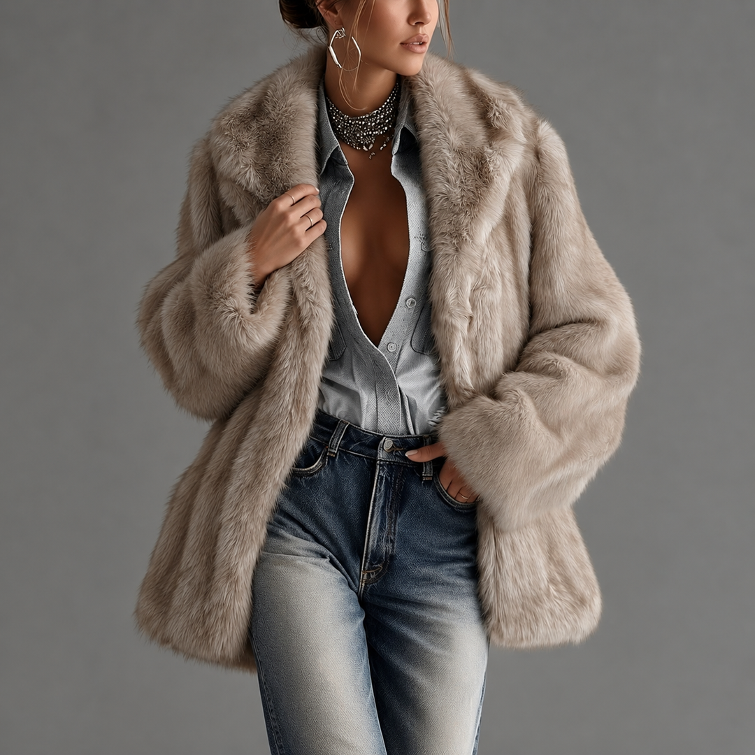 Sharina - Women's Faux Fur Collar Coat